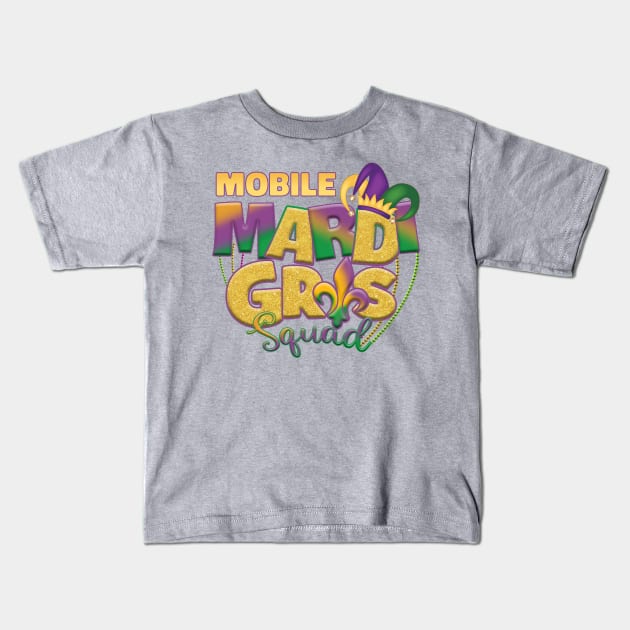 Mobile Mardi Gras Kids T-Shirt by SunburstGeo